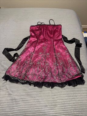 morgan and co black and red dress Morgan and Co Linda Burnell Dress Gown Red Black Velvet Burnout Y2K Prom sz  5/6